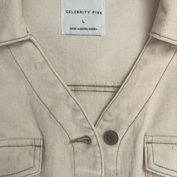 Celebrity Pink Juniors Button Up Denim Mini Dress With Belt Loops Size: L - Picture 2 of 7